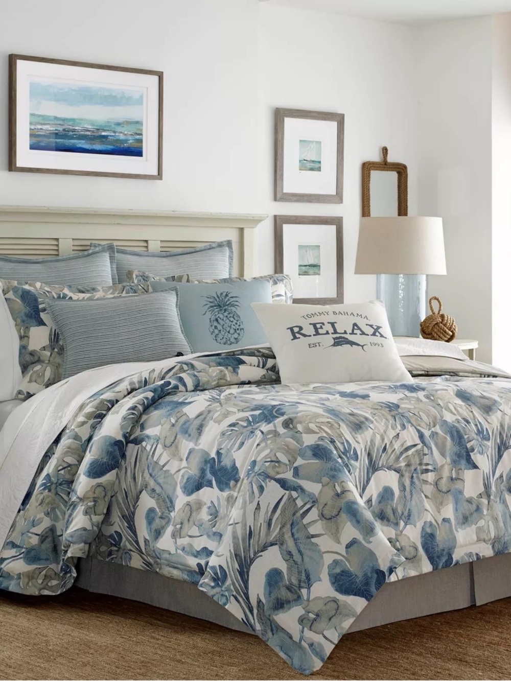 King Raw Coast Duvet Cover Set Blue - Tommy Bahama: NWOT
